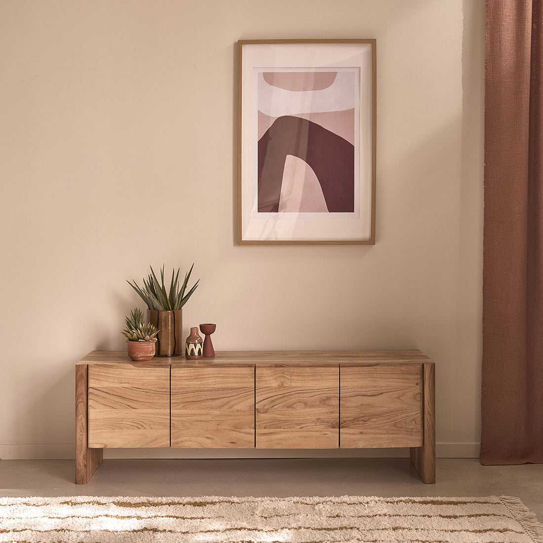 CALI - Meuble TV en acacia massif 150 cm
