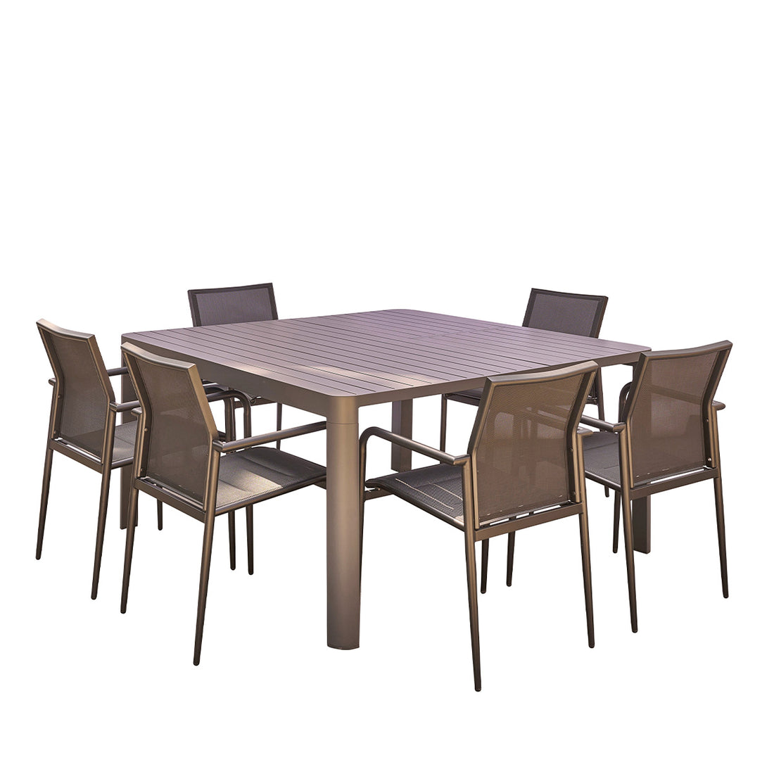 LAGON - Salon de jardin en aluminium extensible gris 6/8 pers.