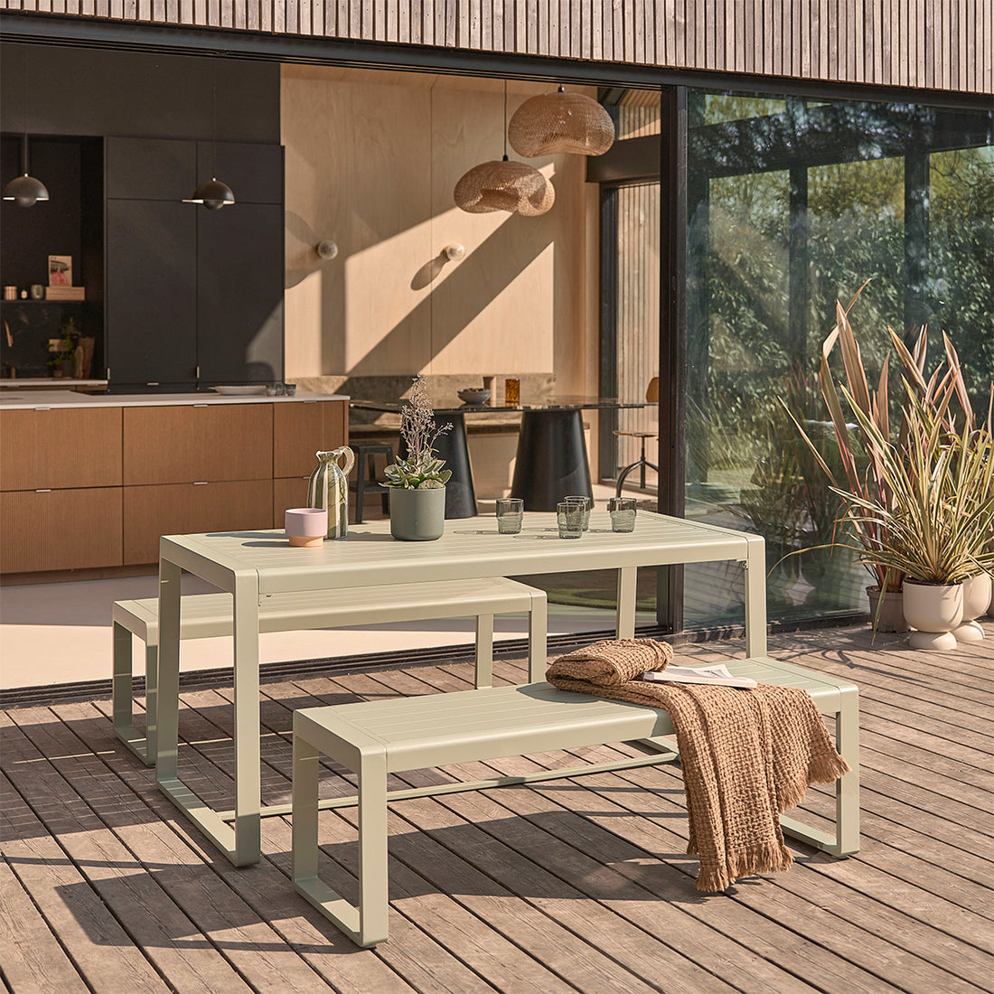 SÉLÈNE - Salon de jardin en aluminium vert 4/6 pers.