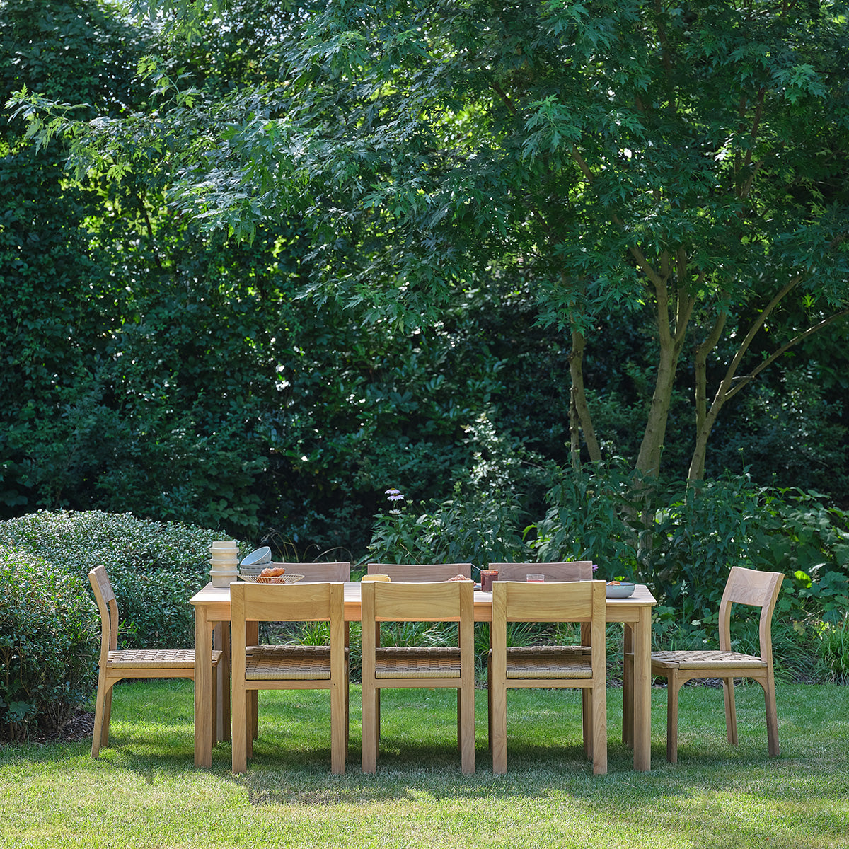 PIANA - Salon de jardin en teck massif et rotin 8 pers.