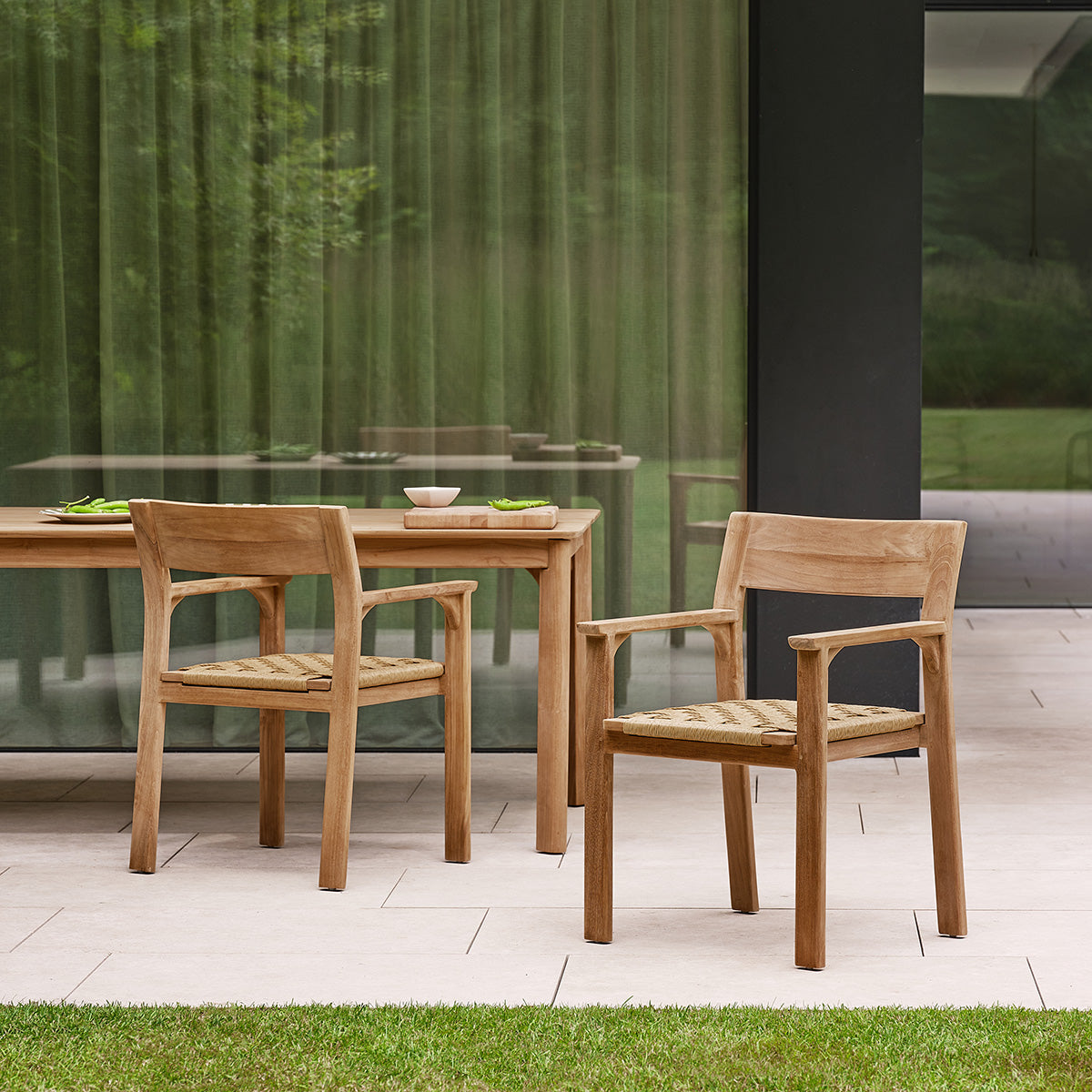 PIANA - Salon de jardin en teck massif et rotin 6 pers.