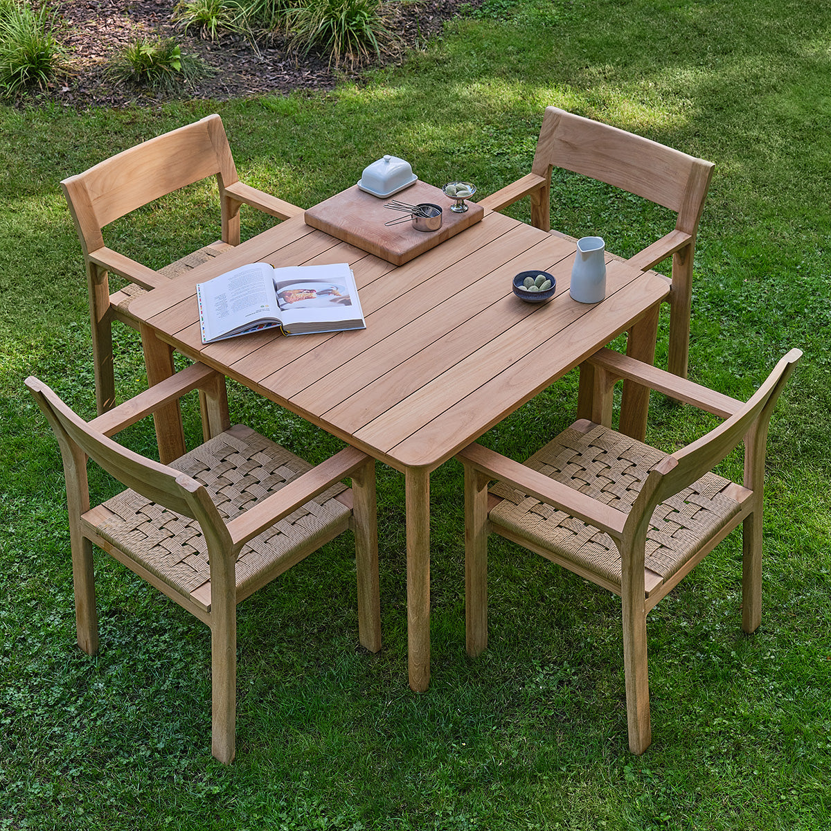 PIANA - Salon de jardin en teck massif et rotin 4 pers.