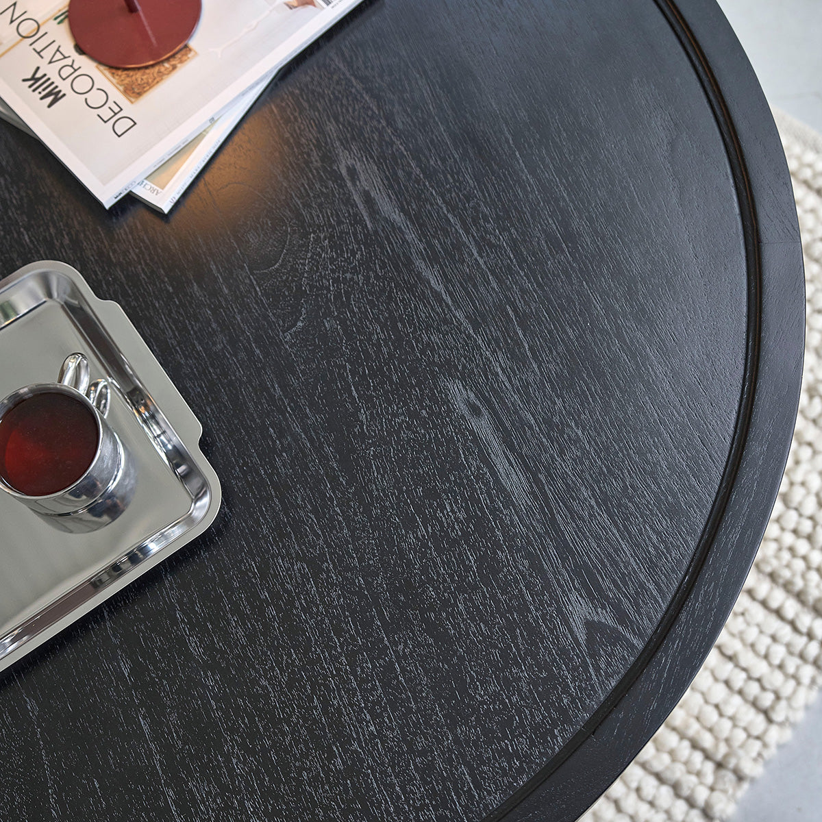 LOUISA - Table basse ronde en mindi massif noir ø 100 cm
