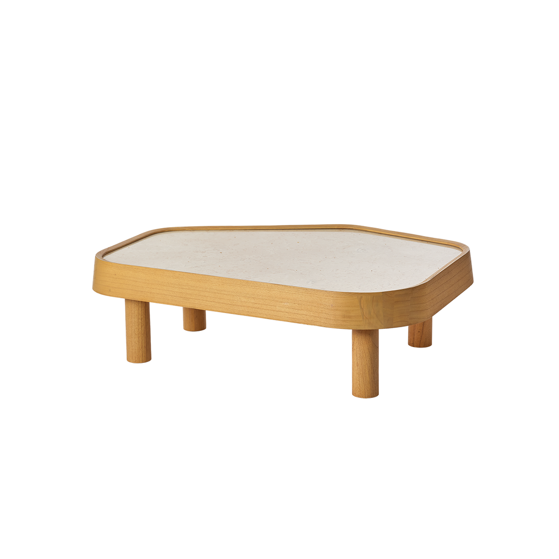 SIMONE - Table basse en mindi naturel et marbre 115 cm