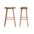 Lot de 2 tabourets de bar en teck massif assise velours cotelé 75 cm