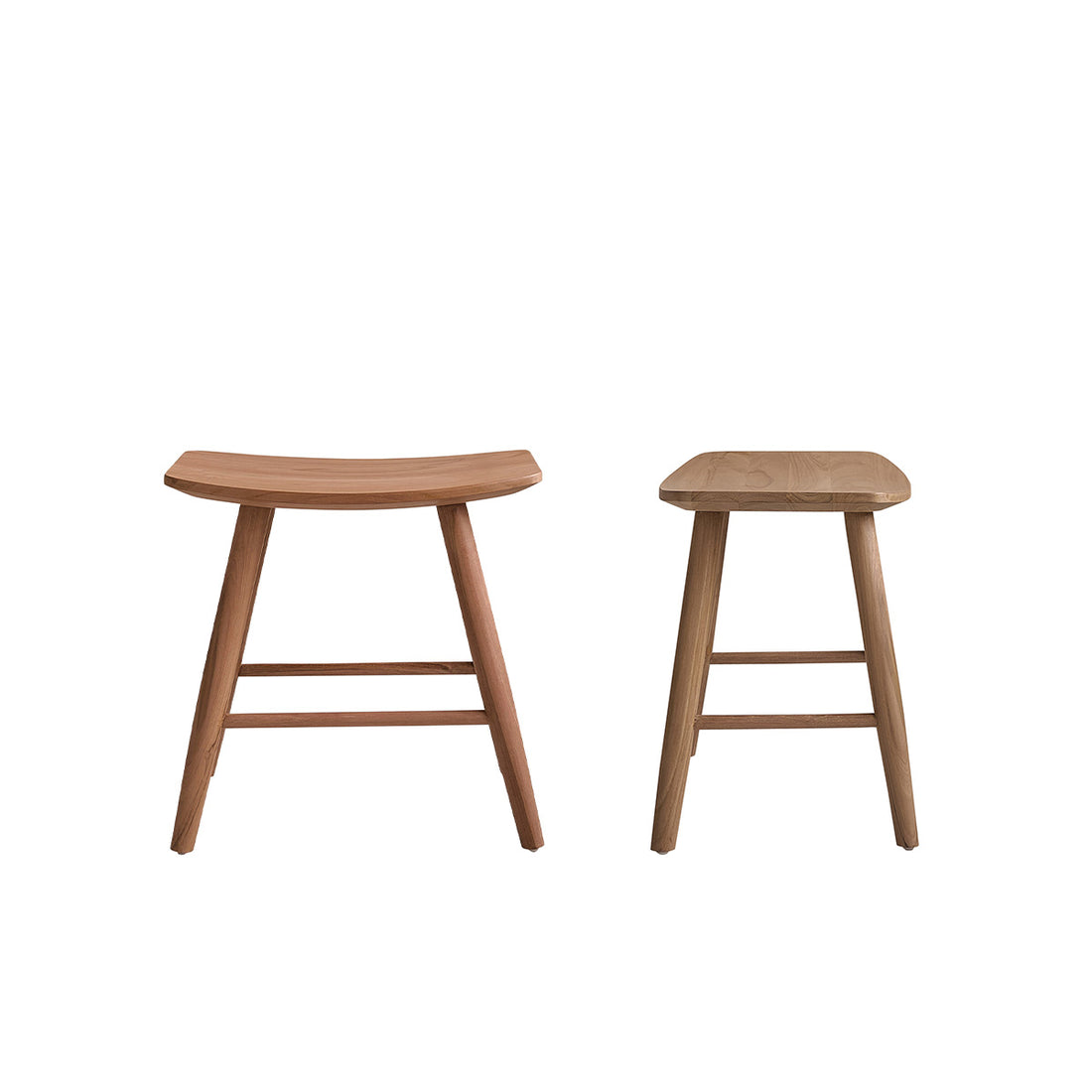 AMBRE - Lot de 2 tabourets en teck massif 45 cm