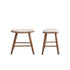 Lot de 2 tabourets de bar en teck massif et tissu bouclette 45 cm