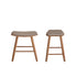 Lot de 2 tabourets de bar en teck massif et assise à rayures 45 cm