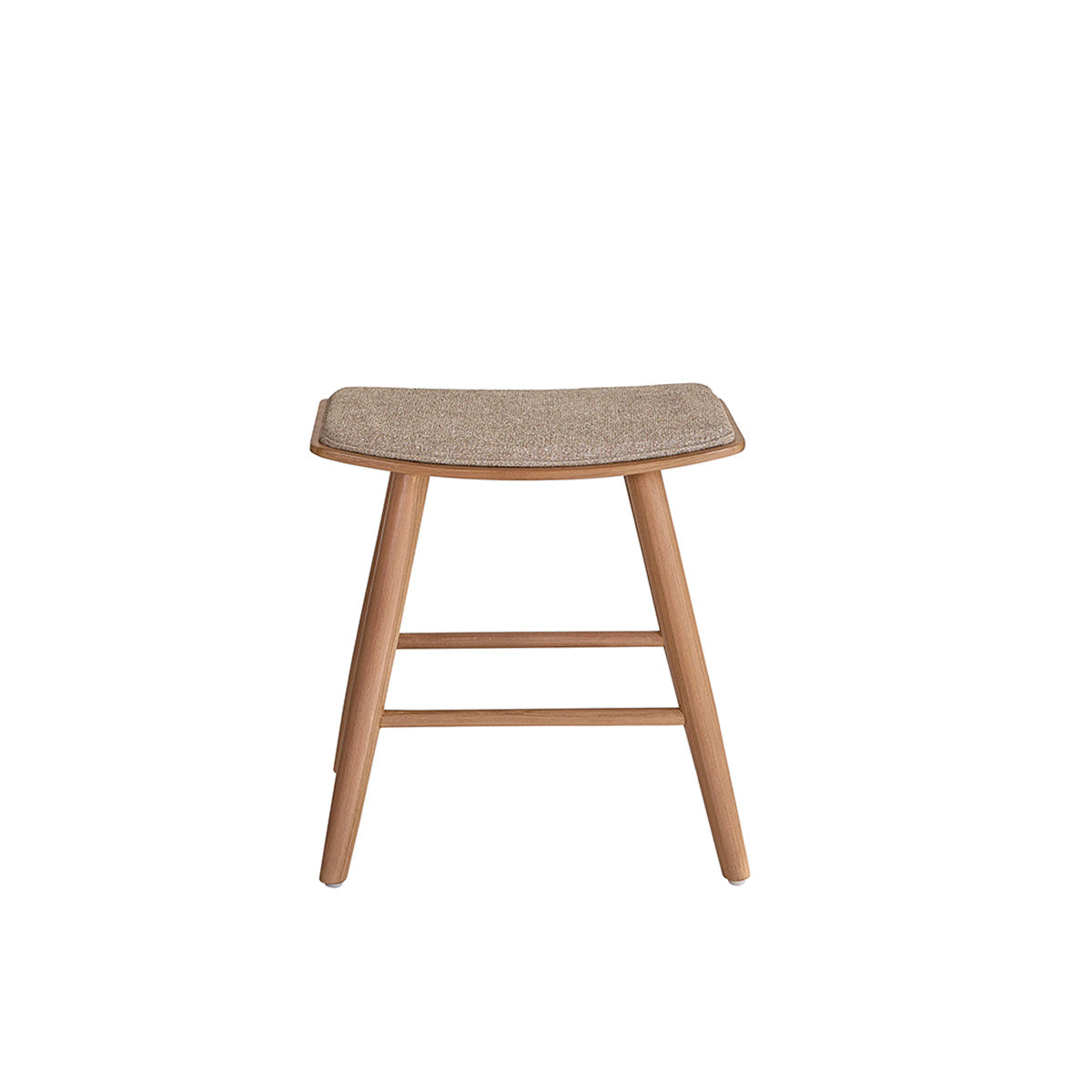 AMBRE - Tabouret de bar en teck massif et velours grège 45 cm