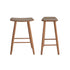 Lot de 2 tabourets de bar en teck massif et assise à rayures 65 cm