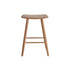 Tabouret de bar en teck massif et velours grège 65 cm
