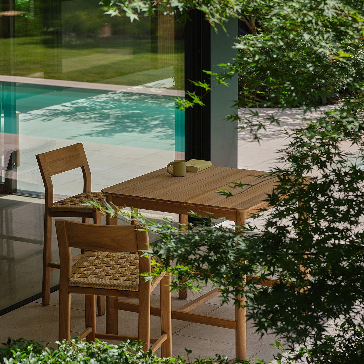 PIANA - Table haute de jardin en teck massif 4 pers.
