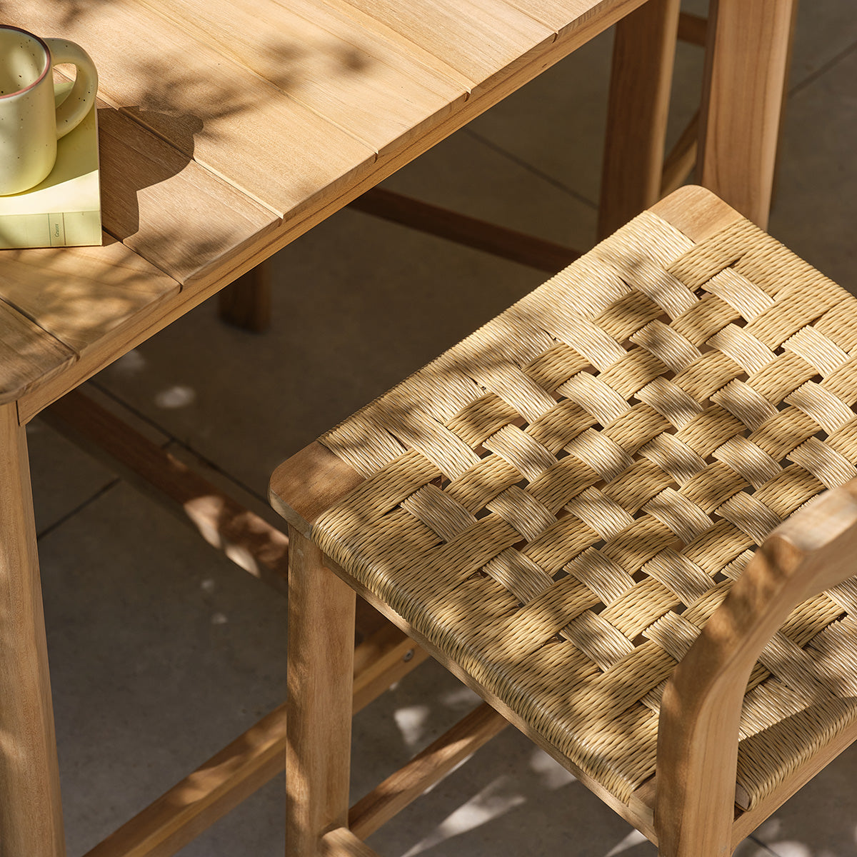 PIANA - Table haute de jardin en teck massif 4 pers.
