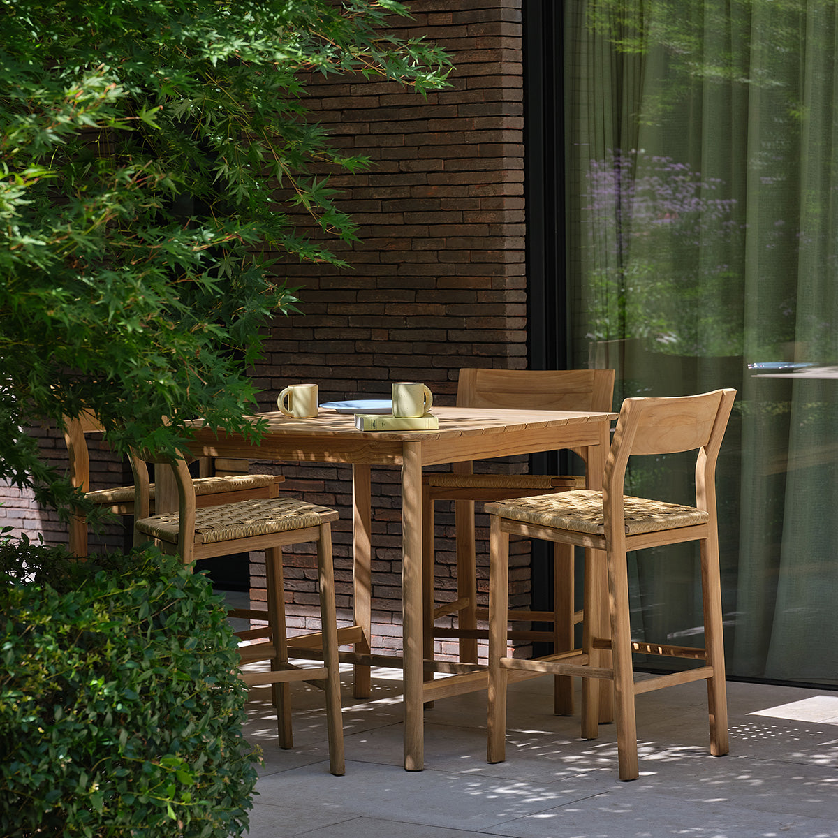 PIANA - Table haute de jardin en teck massif 4 pers.