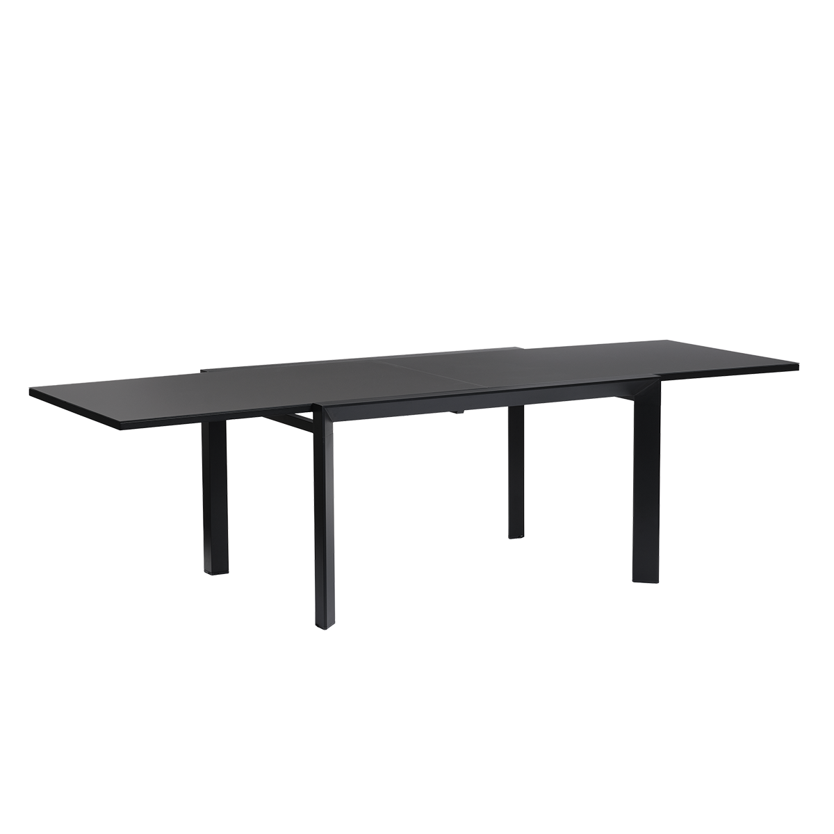 BASALT - Table de jardin en aluminium et verre extensible noir 6/10 pers.