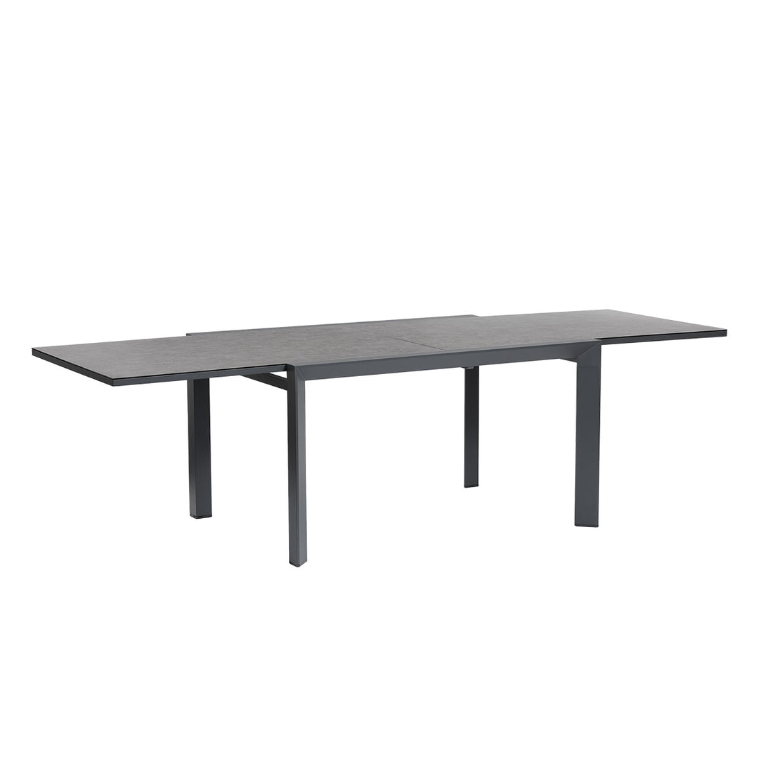 BASALT - Table de jardin en aluminium et verre extensible gris 6/10 pers.