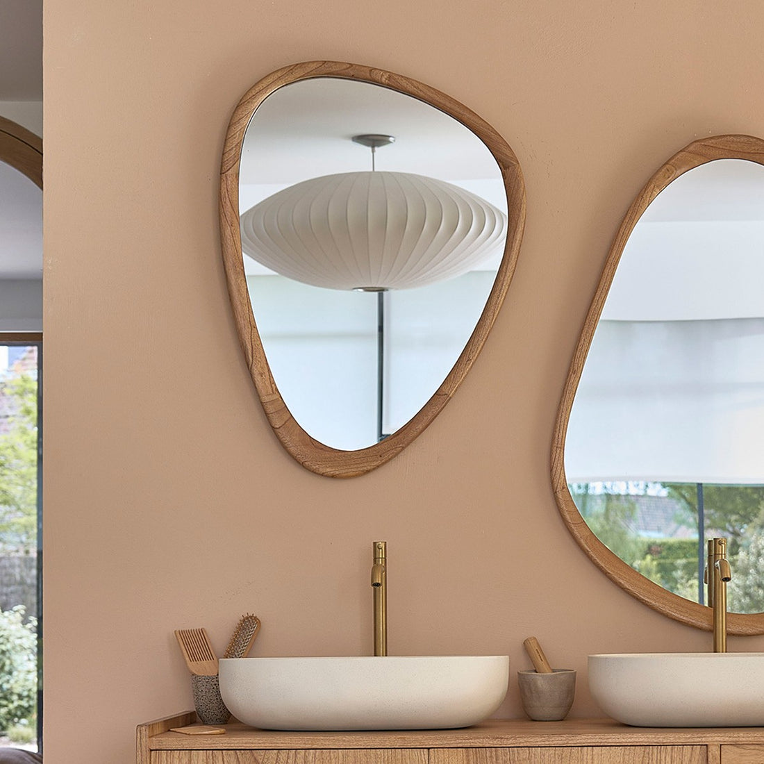 FIFTIES - Miroir en mindi massif 75x60 cm