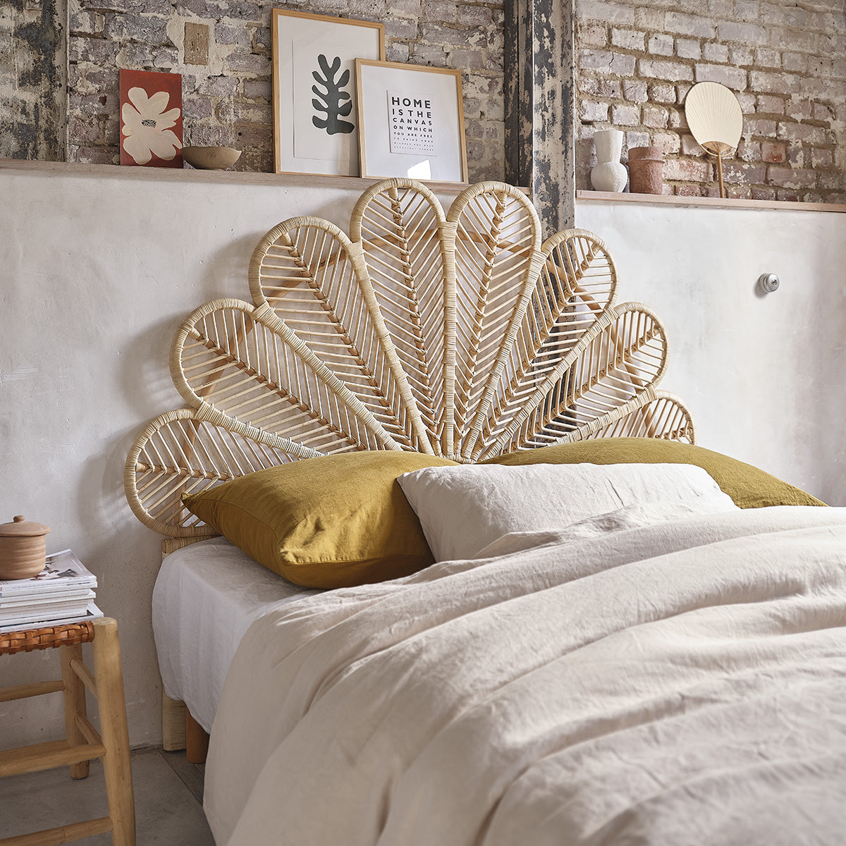 COLETTE - Tête de lit en rotin 140 cm