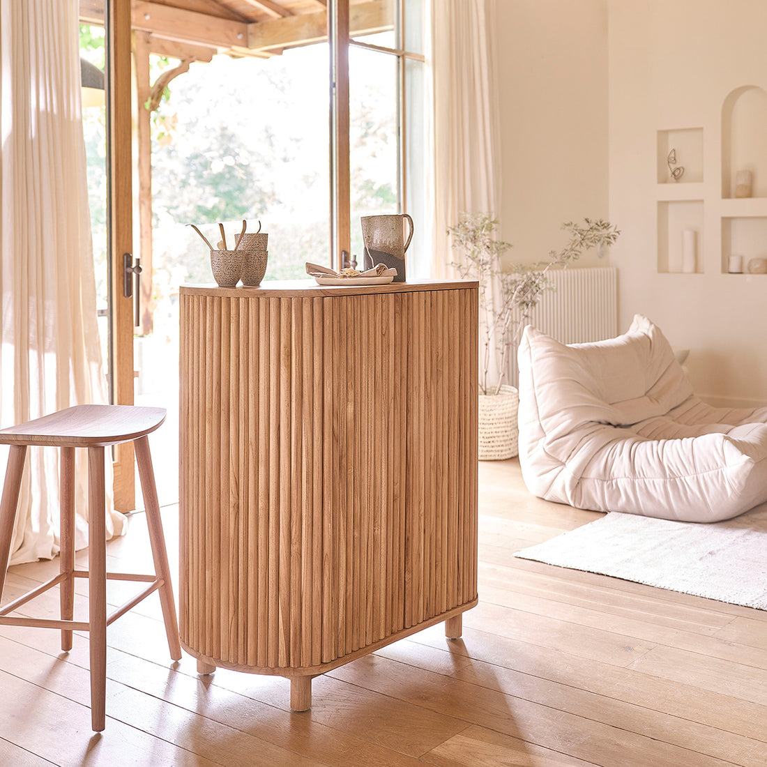 COLINE - Meuble bar en teck massif 90 cm