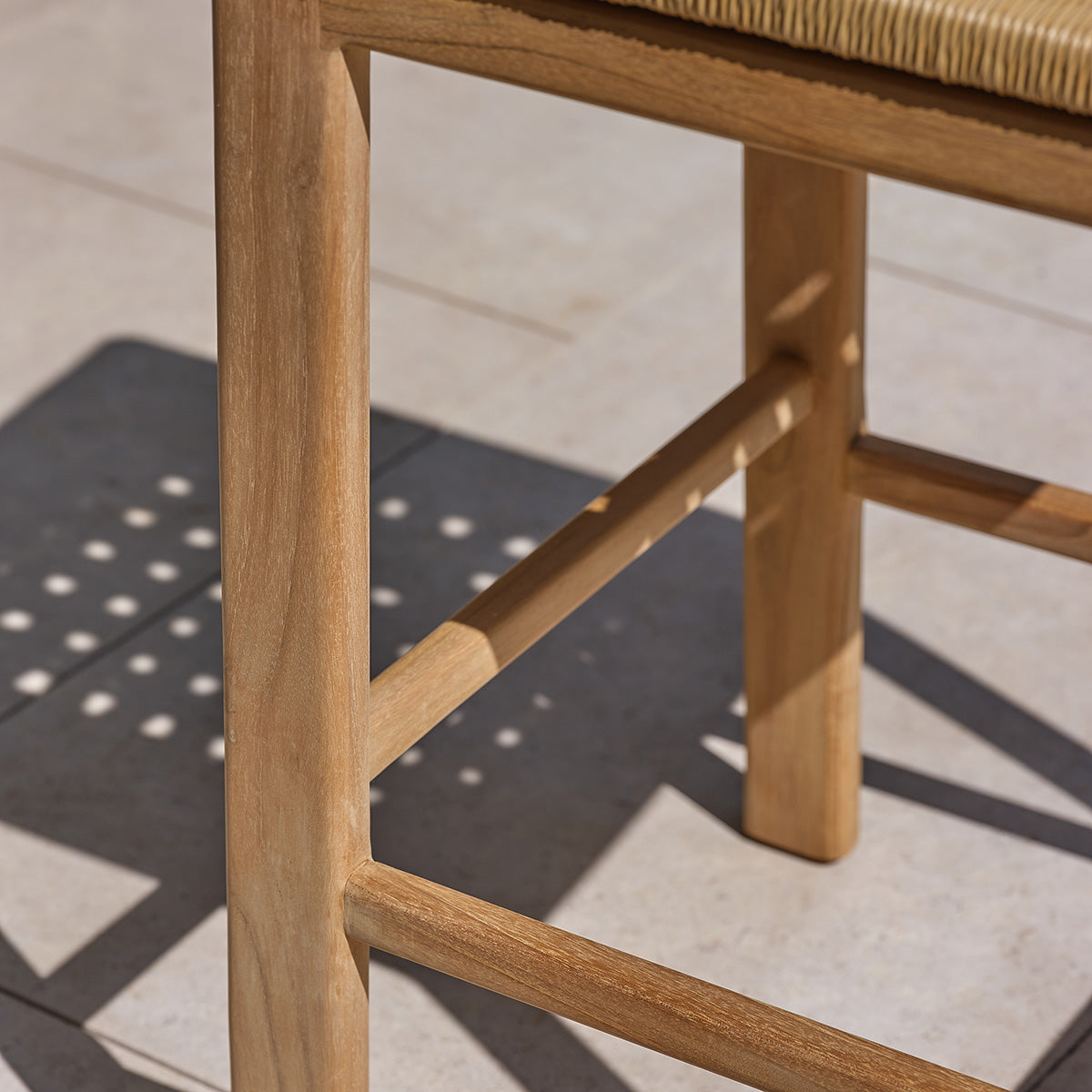 PIANA - Chaise de bar jardin en teck massif premium