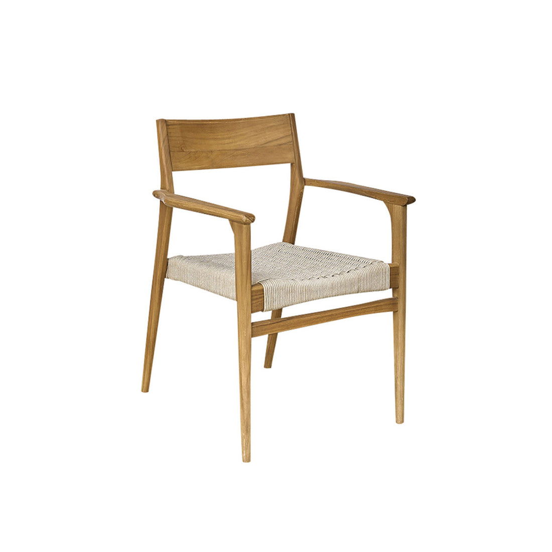 LIVIE - Fauteuil de jardin en teck massif et cordage beige
