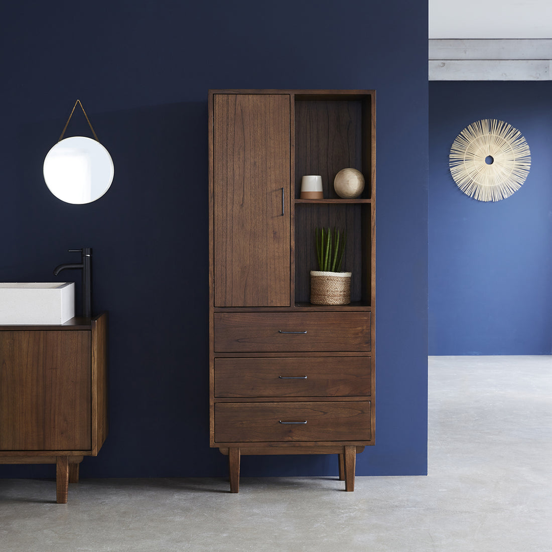 VINTAGE - Double colonne de salle de bain en mindi massif 170 cm