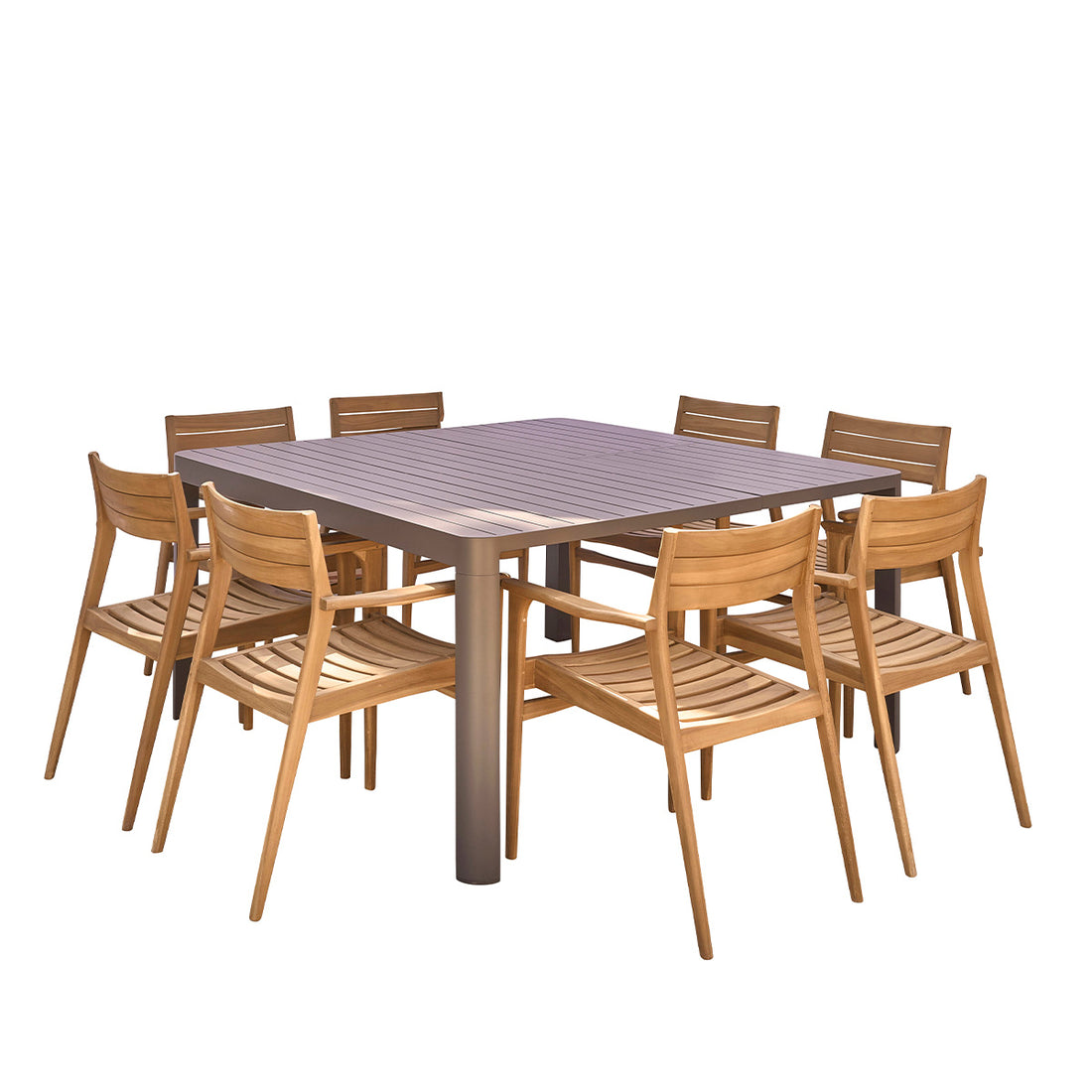 MALTE - Salon de jardin en aluminium et teck massif extensible 6/8 pers.