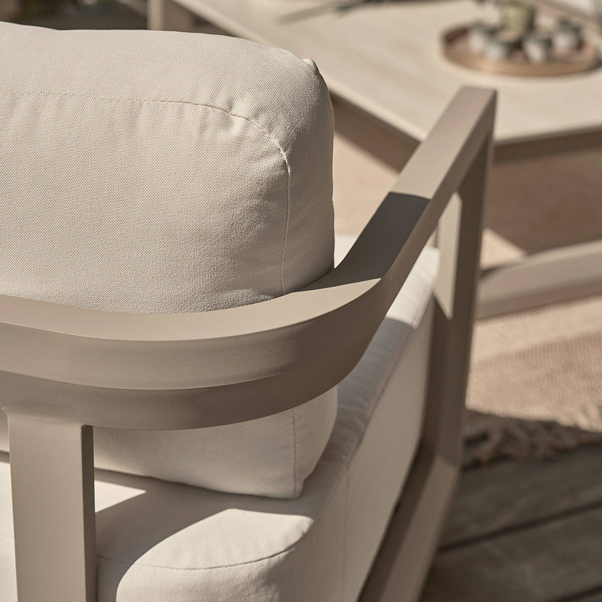 CALIZA - Salon de jardin bas en aluminium taupe 5 pers.