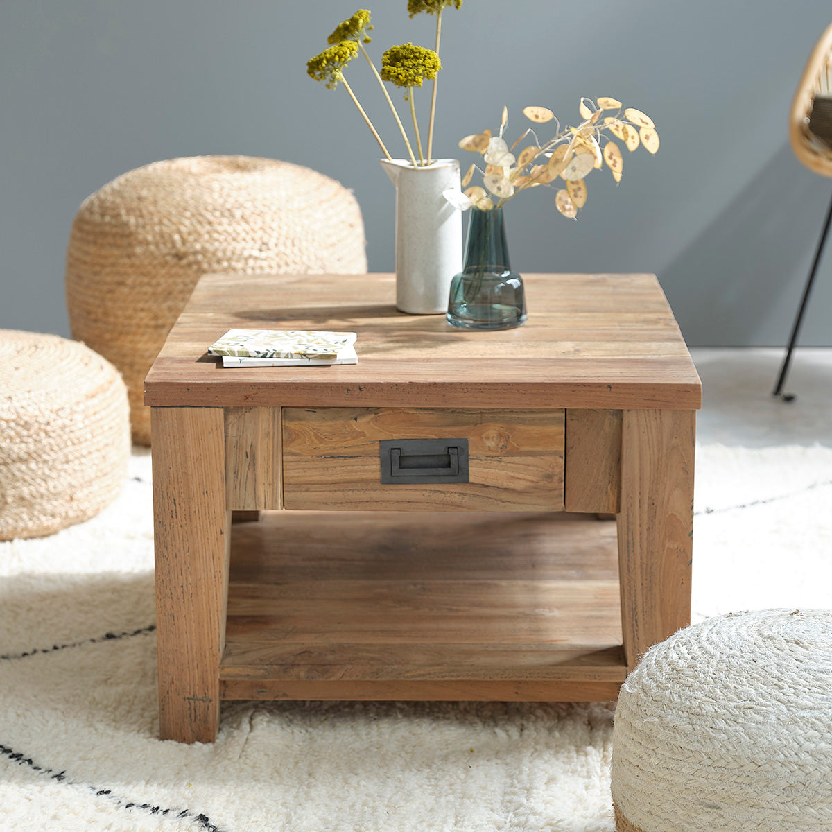 CARGO - Table basse en teck massif recyclé 60 cm