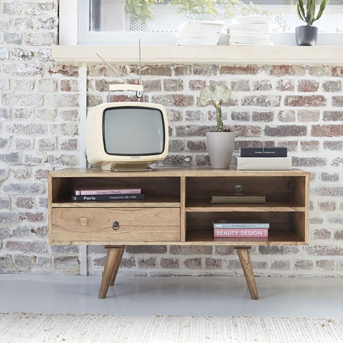 OSCAR - Meuble TV en mindi massif 110 cm