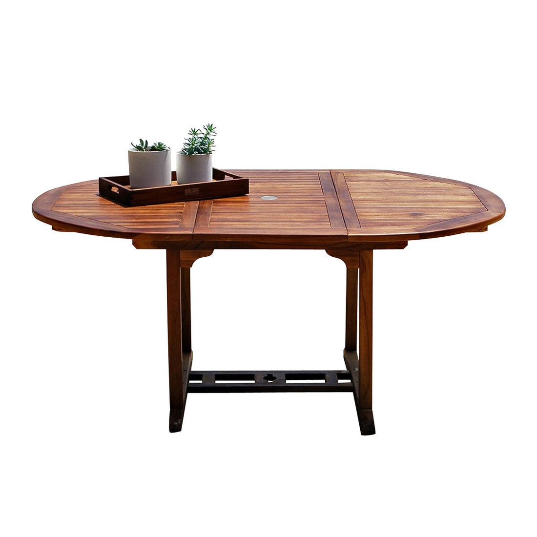 BALI - Table de jardin en teck huilé massif extensible ovale 6/8 pers.