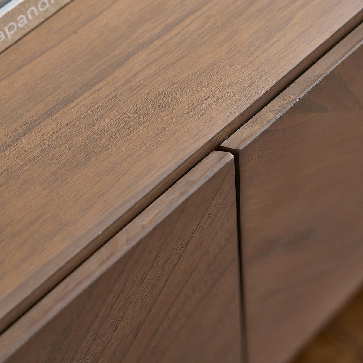 CALIX - Buffet en mindi massif et métal finition noyer 200 cm