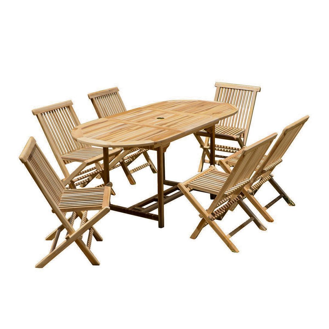 MELBOURNE - Salon de jardin en teck massif extensible 6 pers.