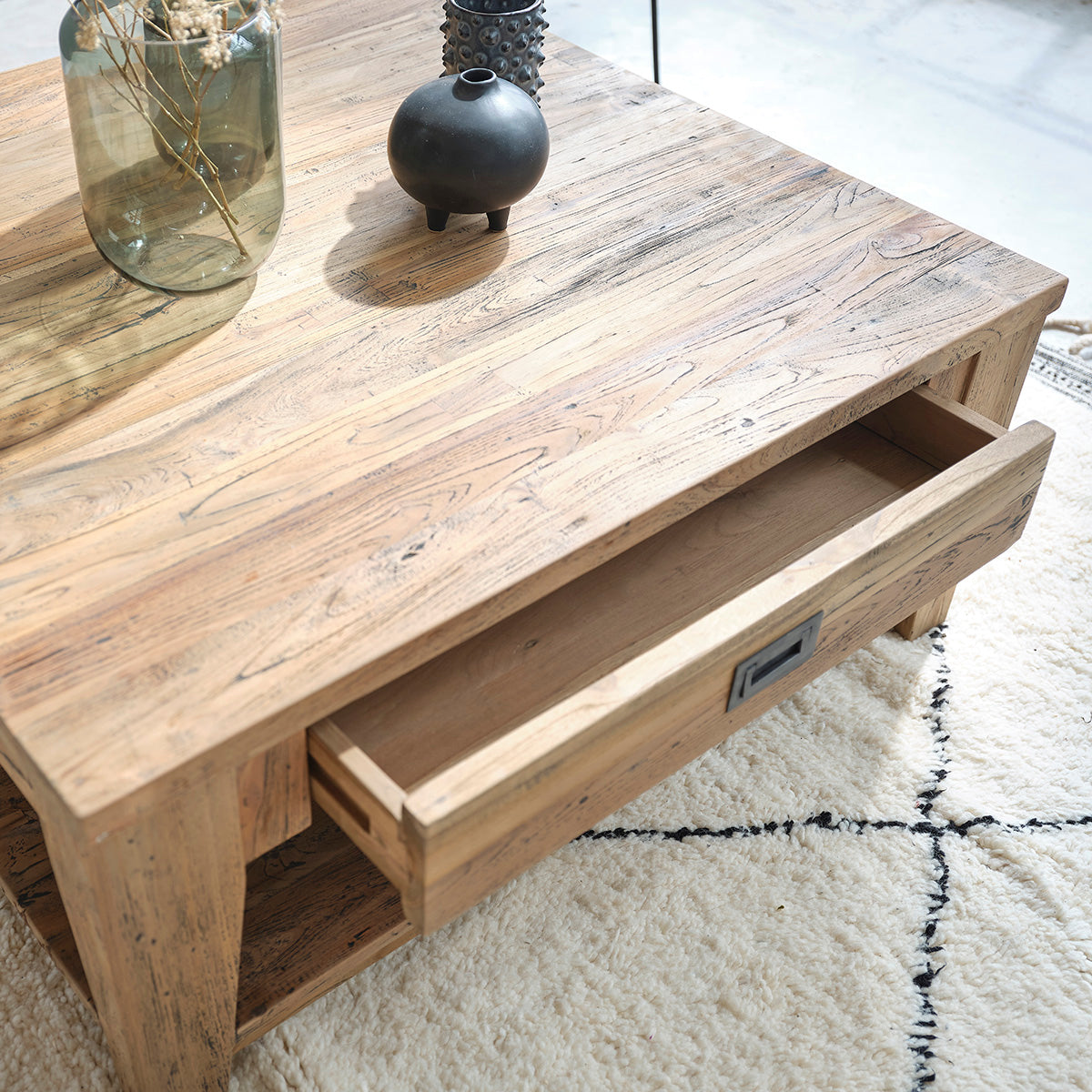 CARGO - Table basse en teck massif recyclé 100 cm