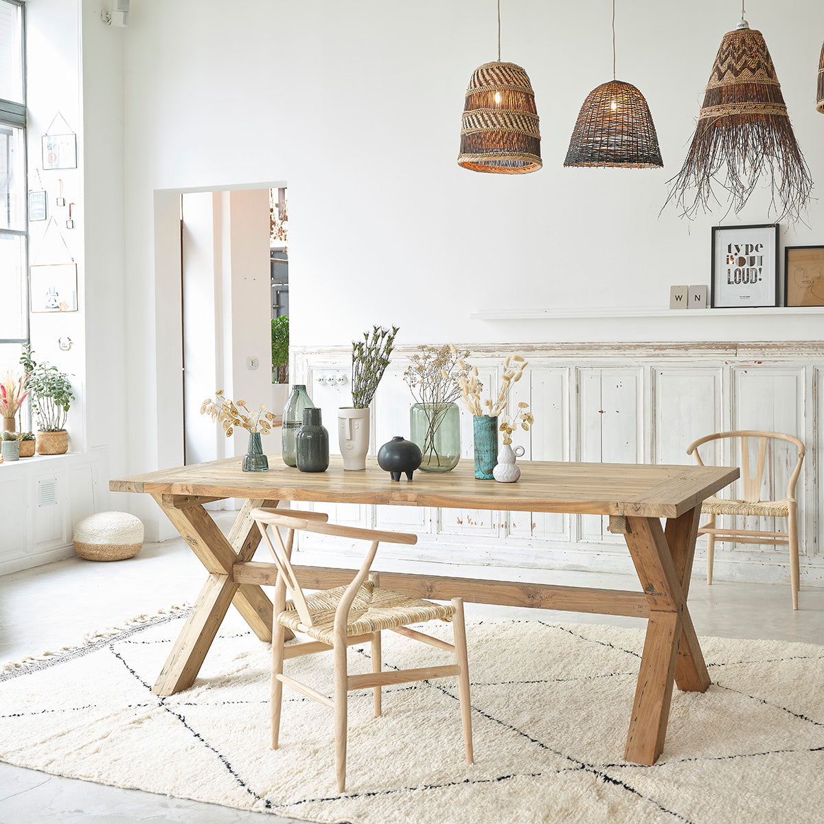 CAMILLE - Chaise en mindi massif et corde naturelle