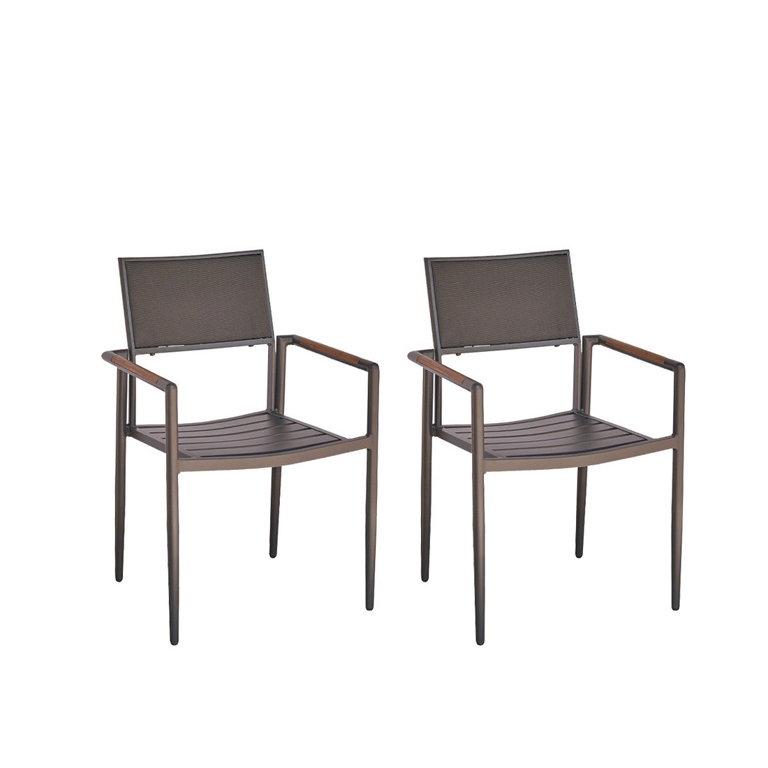 SIENA - Fauteuil de jardin en teck massif et aluminium (lot de 2)