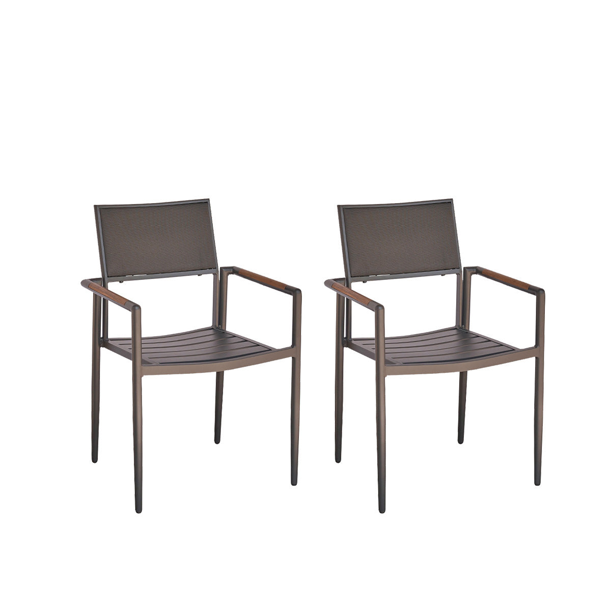 SIENA - Fauteuil de jardin en teck massif et aluminium (lot de 2)