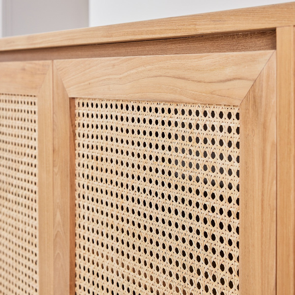 ELIOTT - Meuble sous vasque en teck massif et cannage 90 cm