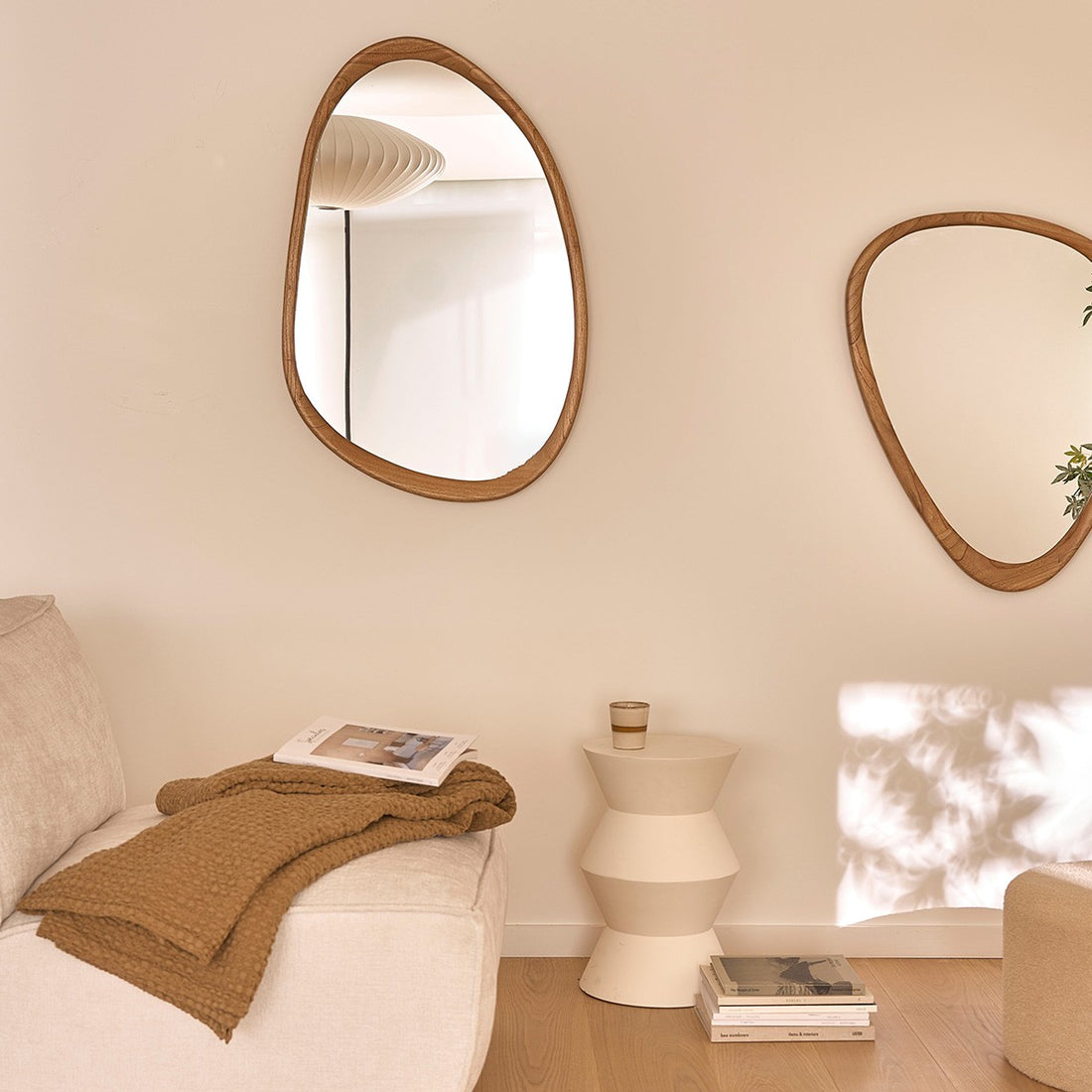 FIFTIES - Miroir de décoration en mindi massif 90 cm