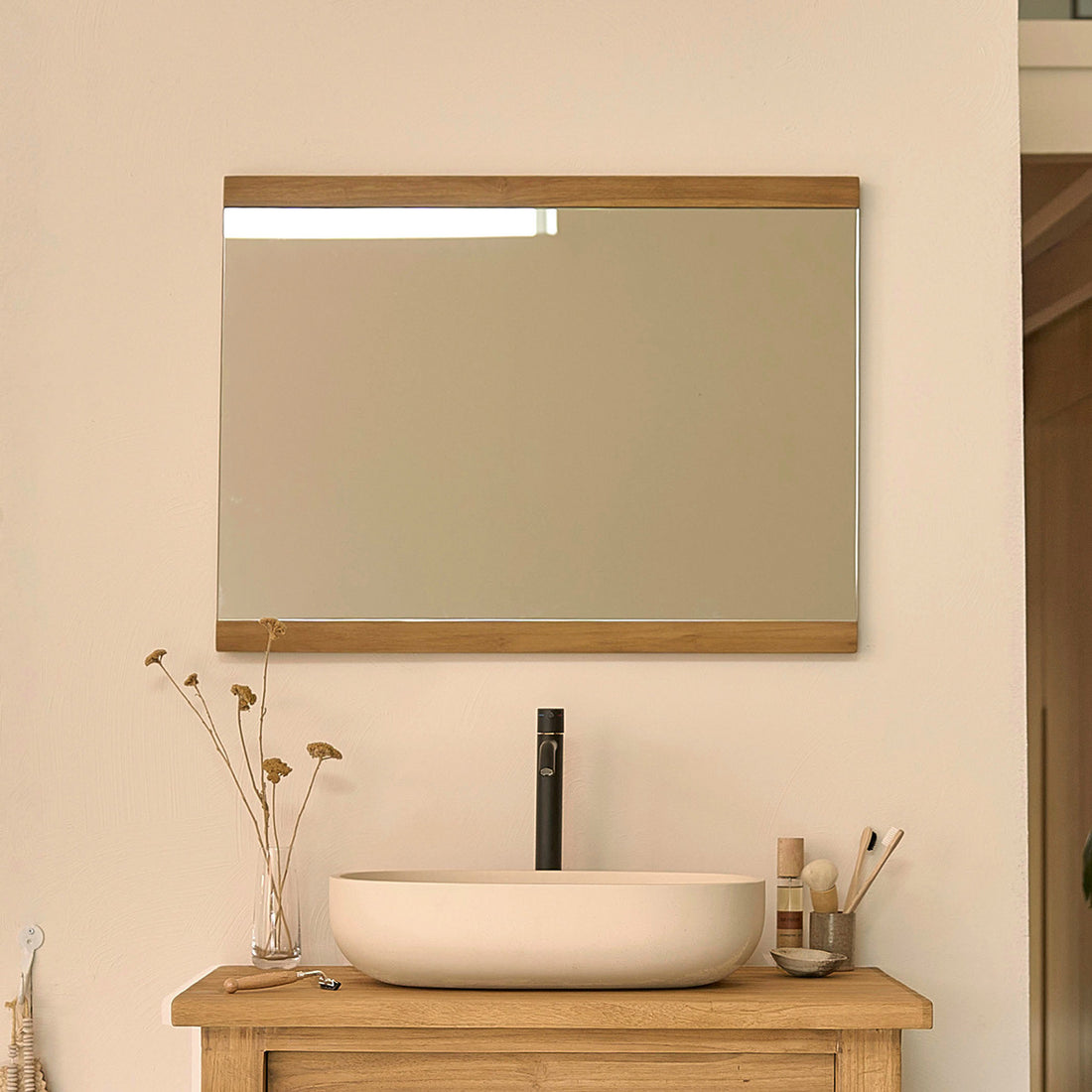 NAHELE - Miroir en teck massif recyclé 80x60 cm