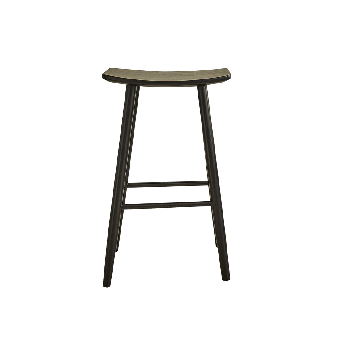 AMBRE - Tabouret en teck massif noir 75 cm
