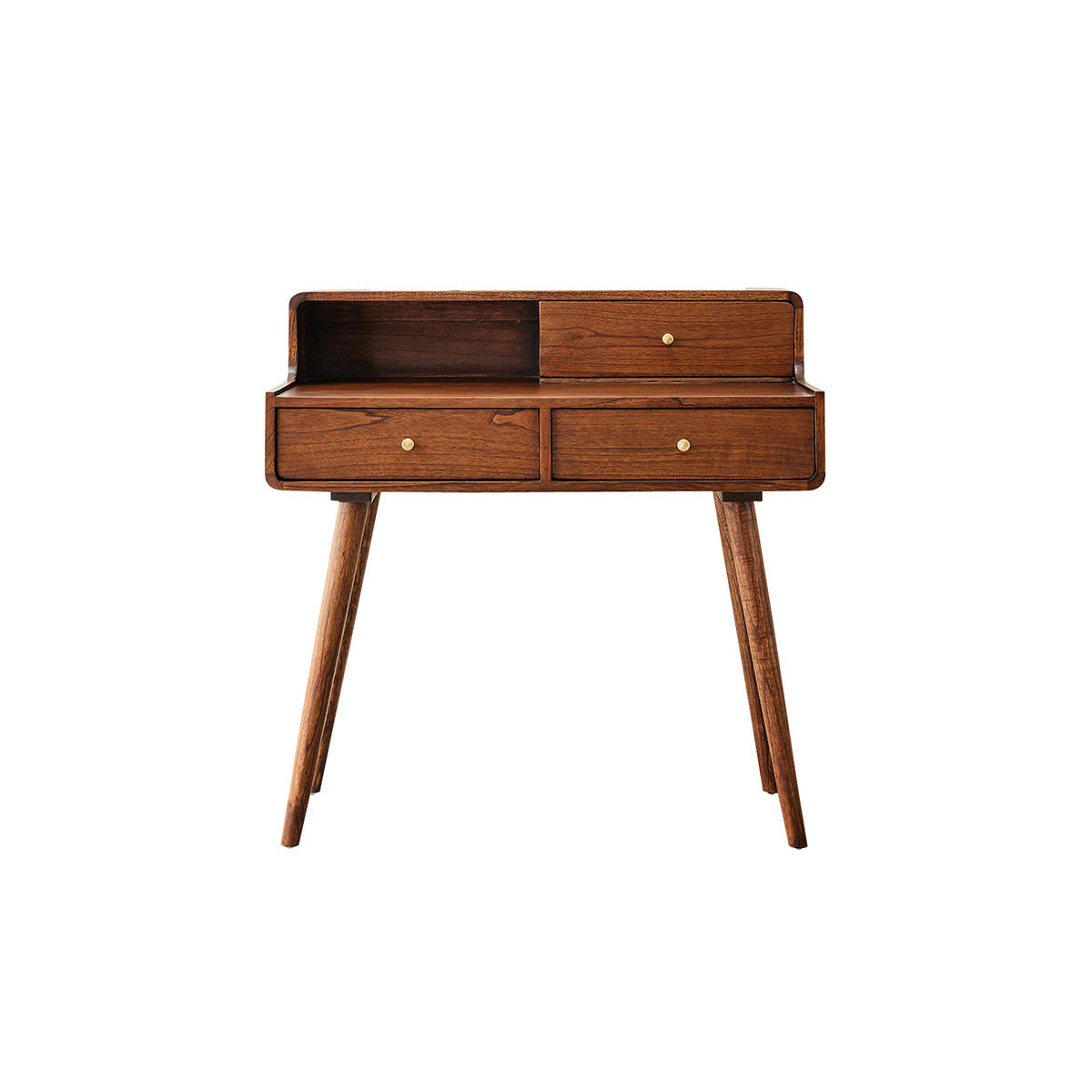 VINTAGE - Bureau en mindi massif finition noyer 90 cm