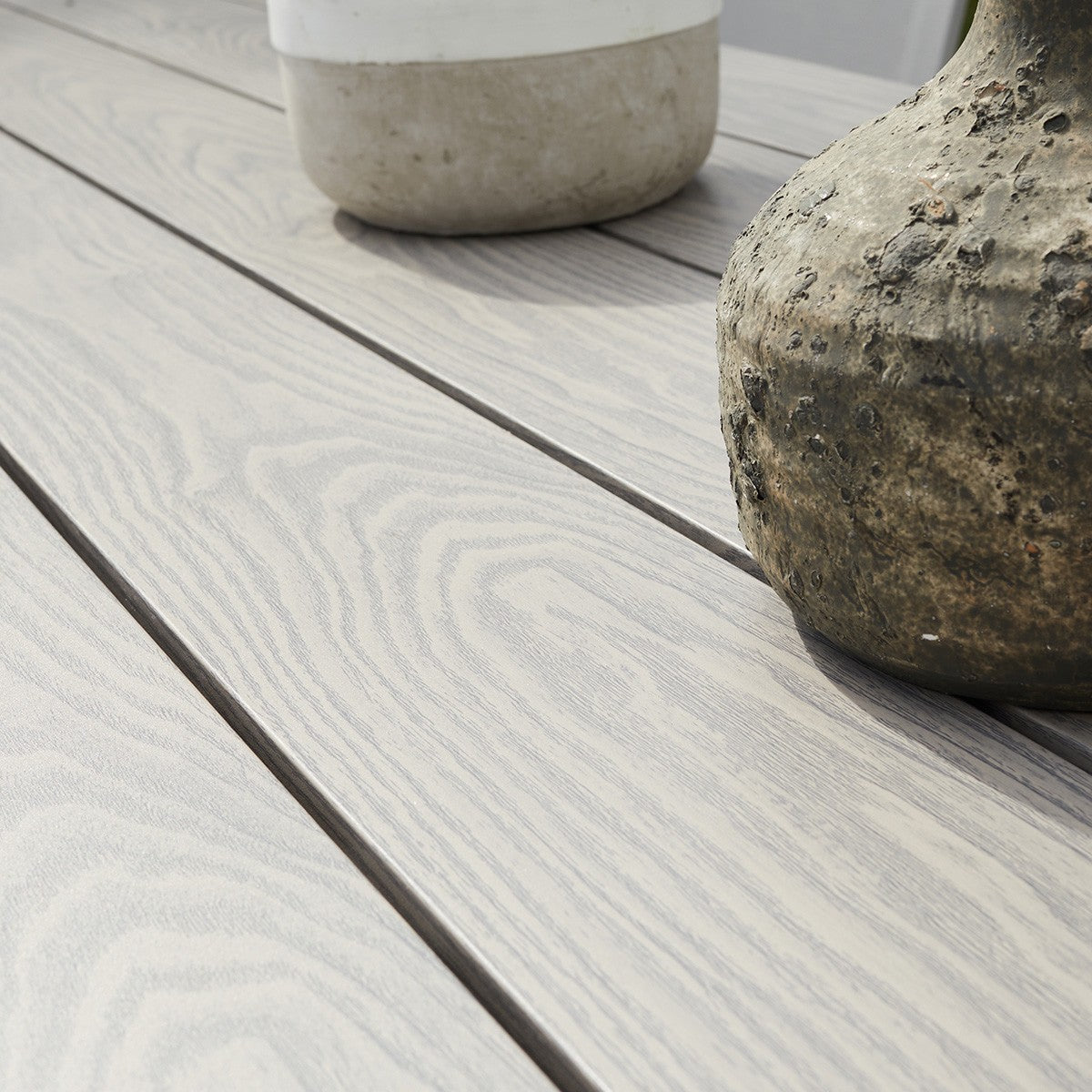 TAMPA - Salon de jardin aluminium blanc et textilène gris 8 pers.