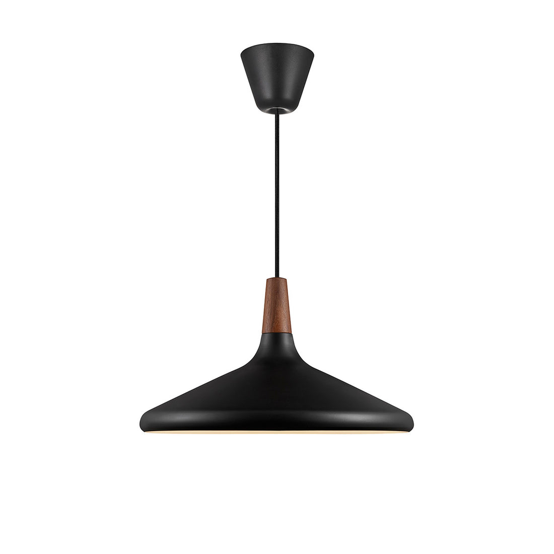 Suspension métal et bois Ø 39 cm noir