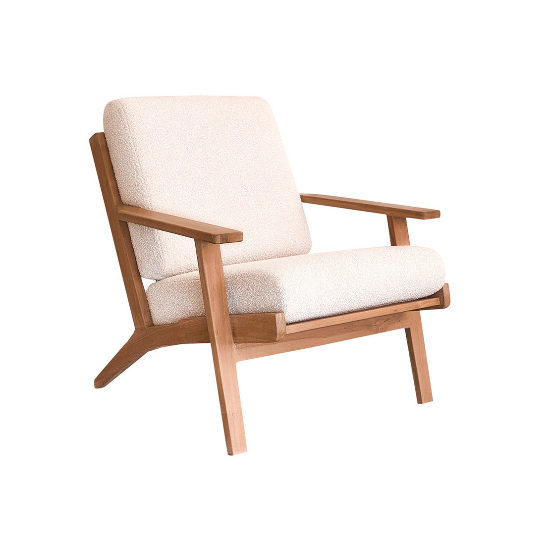 SERENE - Fauteuil en teck massif et tissu bouclette
