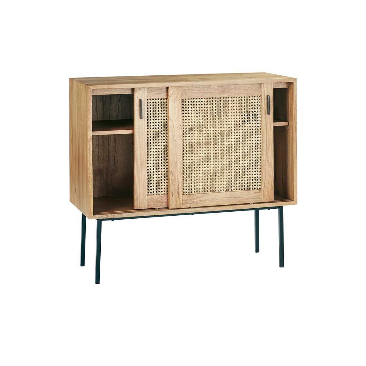 AUBIN - Commode en mindi massif et cannage 100 cm