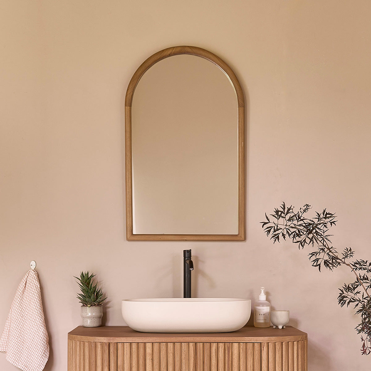 COLINE - Miroir en teck massif 80x50 cm