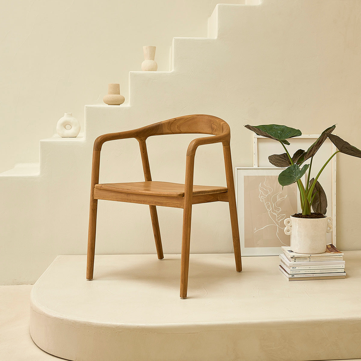 AMBRE - Lot de 2 chaises en teck massif