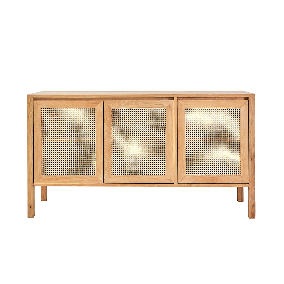 ELIOTT - Meuble sous vasque en teck massif et cannage 145 cm