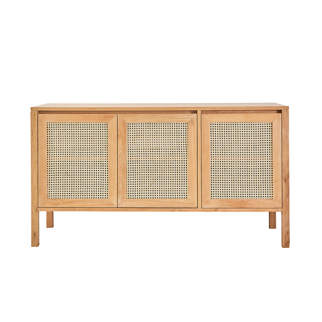 ELIOTT - Meuble sous vasque en teck massif et cannage 145 cm